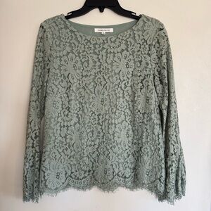 Women's Floral Lace Blouse - Sage